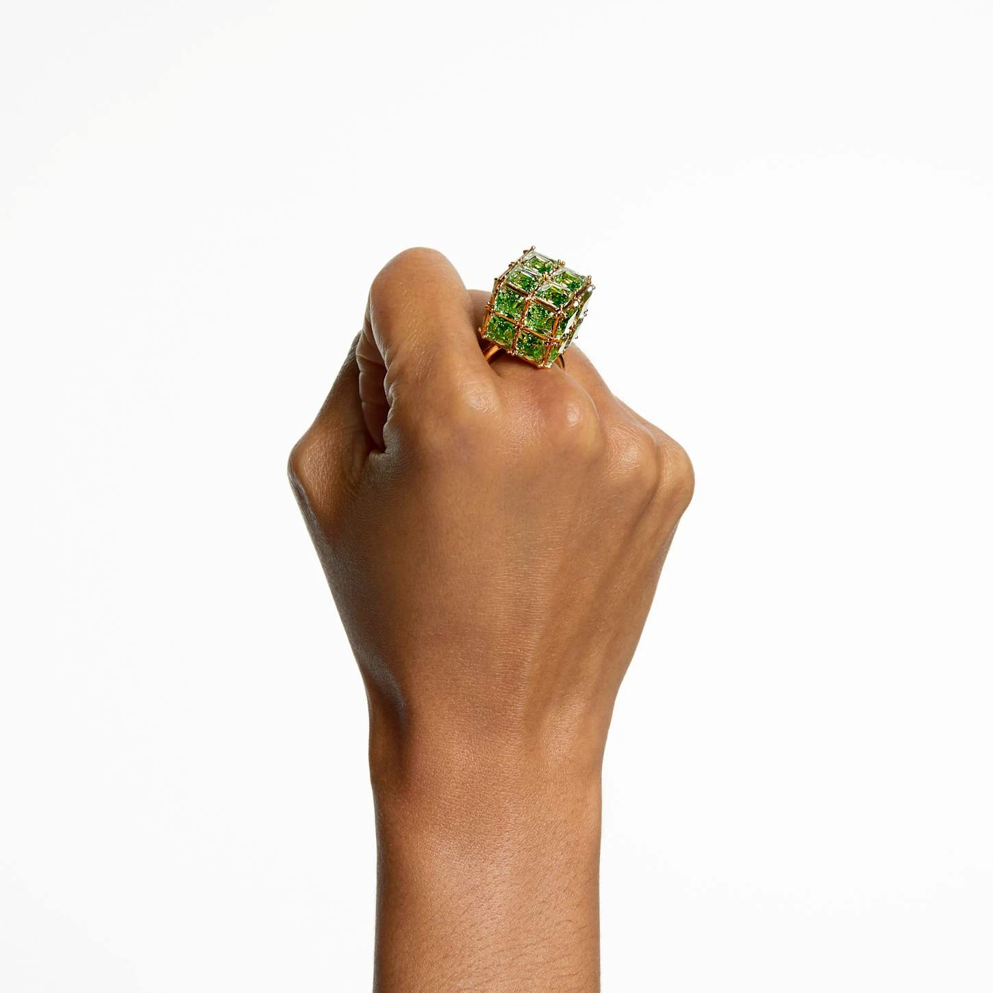 Swarovski Curiosa Cocktail Ring Square Cut, Green, Gold-tone Plated 1 Swarovski Curiosa Cocktail Ring Square Cut, Green, Gold-tone Plated