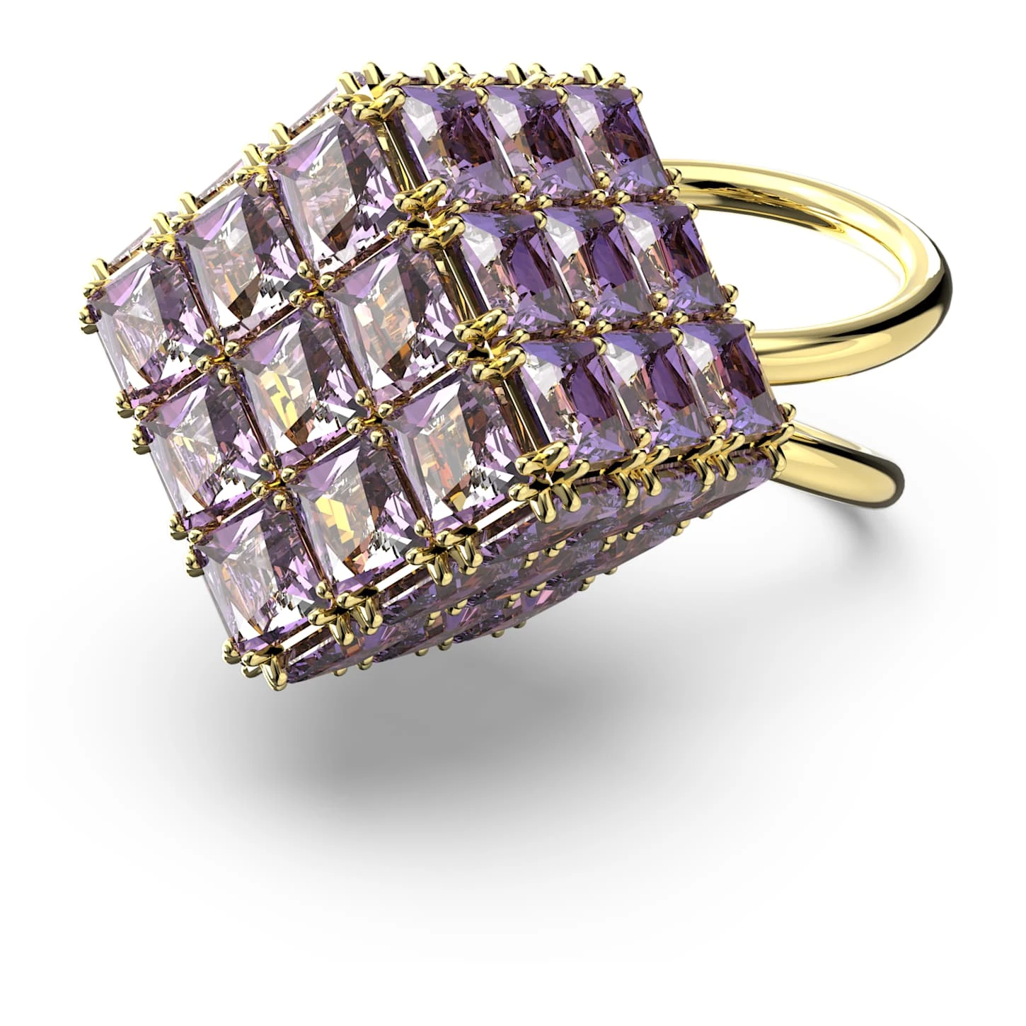Swarovski Curiosa Cocktail Ring Square Cut, Purple, Gold-tone Plated 2 Swarovski Curiosa Cocktail Ring Square Cut, Purple, Gold-tone Plated - Image 2