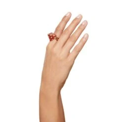 Swarovski Curiosa Cocktail Ring Triangle Cut, Red, Gold-tone Plated