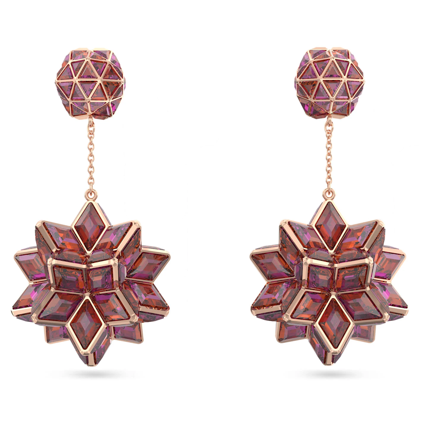 Swarovski Curiosa Drop Earrings Geometric Cut, Pink, Rose Gold-tone Plated 2 Swarovski Curiosa Drop Earrings Geometric Cut, Pink, Rose Gold-tone Plated - Image 2