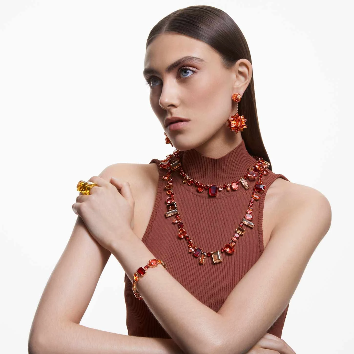 Swarovski Curiosa Drop Earrings Geometric Cut, Pink, Rose Gold-tone Plated 4 Swarovski Curiosa Drop Earrings Geometric Cut, Pink, Rose Gold-tone Plated - Image 4