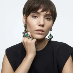 Swarovski Curiosa Drop Earrings Mixed Cuts, Green, Gold-tone Plated 8 Swarovski Curiosa Drop Earrings Mixed Cuts, Green, Gold-tone Plated -Fashion Accessories Store curiosa drop earrings mixed cuts green gold tone plated swarovski 5627156 3