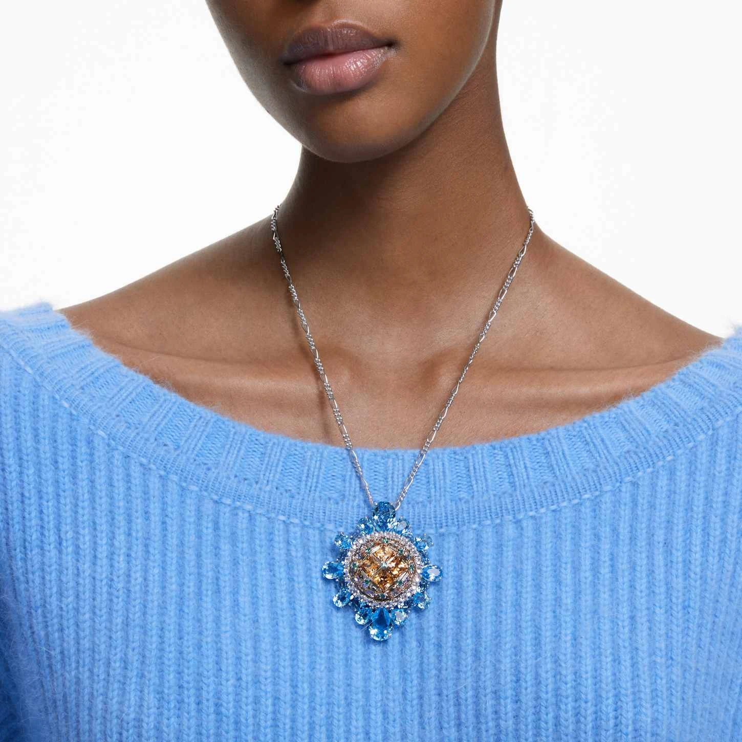 Swarovski Curiosa Pendant And Brooch Multicolored, Rhodium Plated 1 Swarovski Curiosa Pendant And Brooch Multicolored, Rhodium Plated