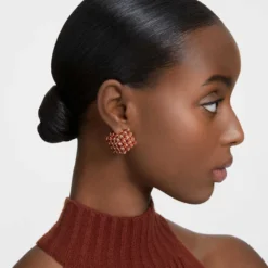 Swarovski Curiosa Stud Earring Single, Square Cut, Orange, Gold-tone Plated -Fashion Accessories Store curiosa stud earring single square cut orange gold tone plated swarovski 5630313 4