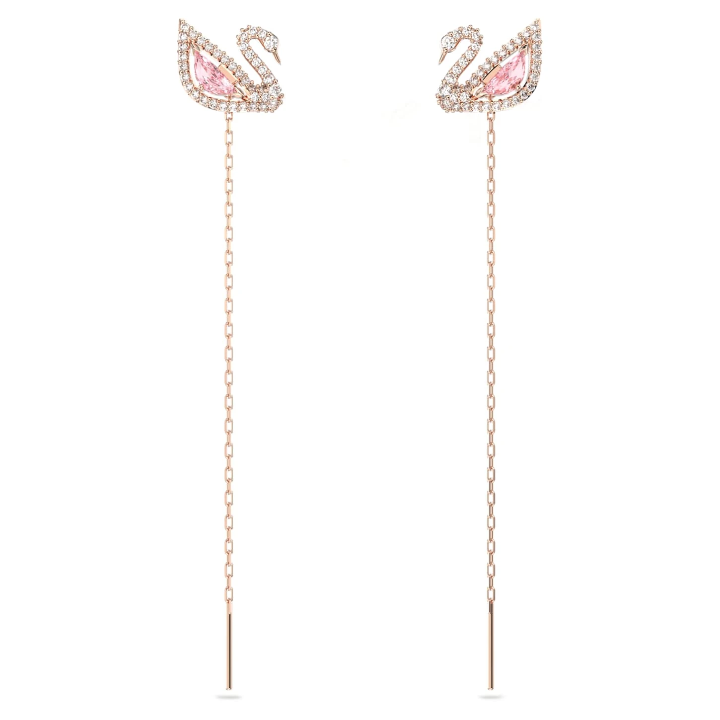 Swarovski Dazzling Swan Drop Earrings Swan, Pink, Rose Gold-tone Plated 2 Swarovski Dazzling Swan Drop Earrings Swan, Pink, Rose Gold-tone Plated - Image 2