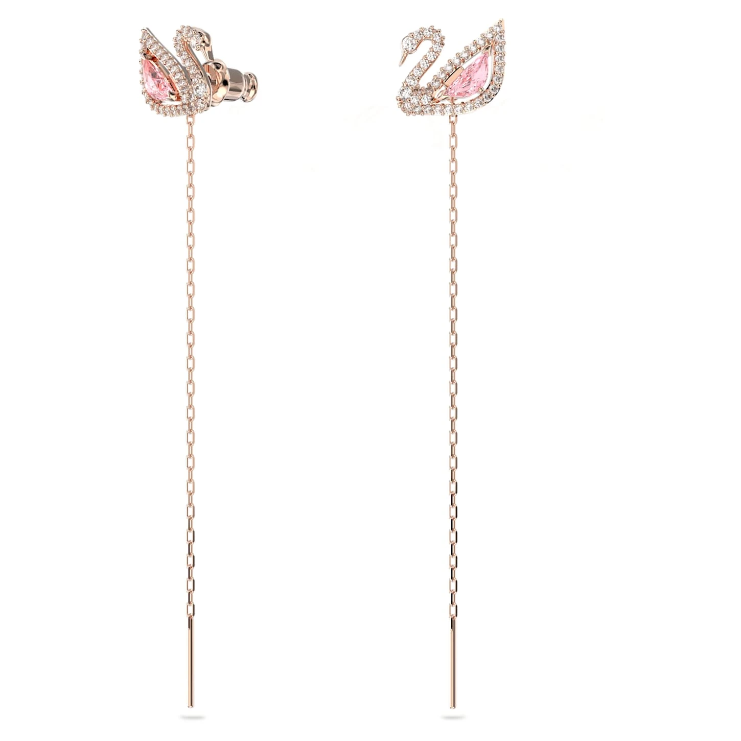 Swarovski Dazzling Swan Drop Earrings Swan, Pink, Rose Gold-tone Plated 3 Swarovski Dazzling Swan Drop Earrings Swan, Pink, Rose Gold-tone Plated - Image 3