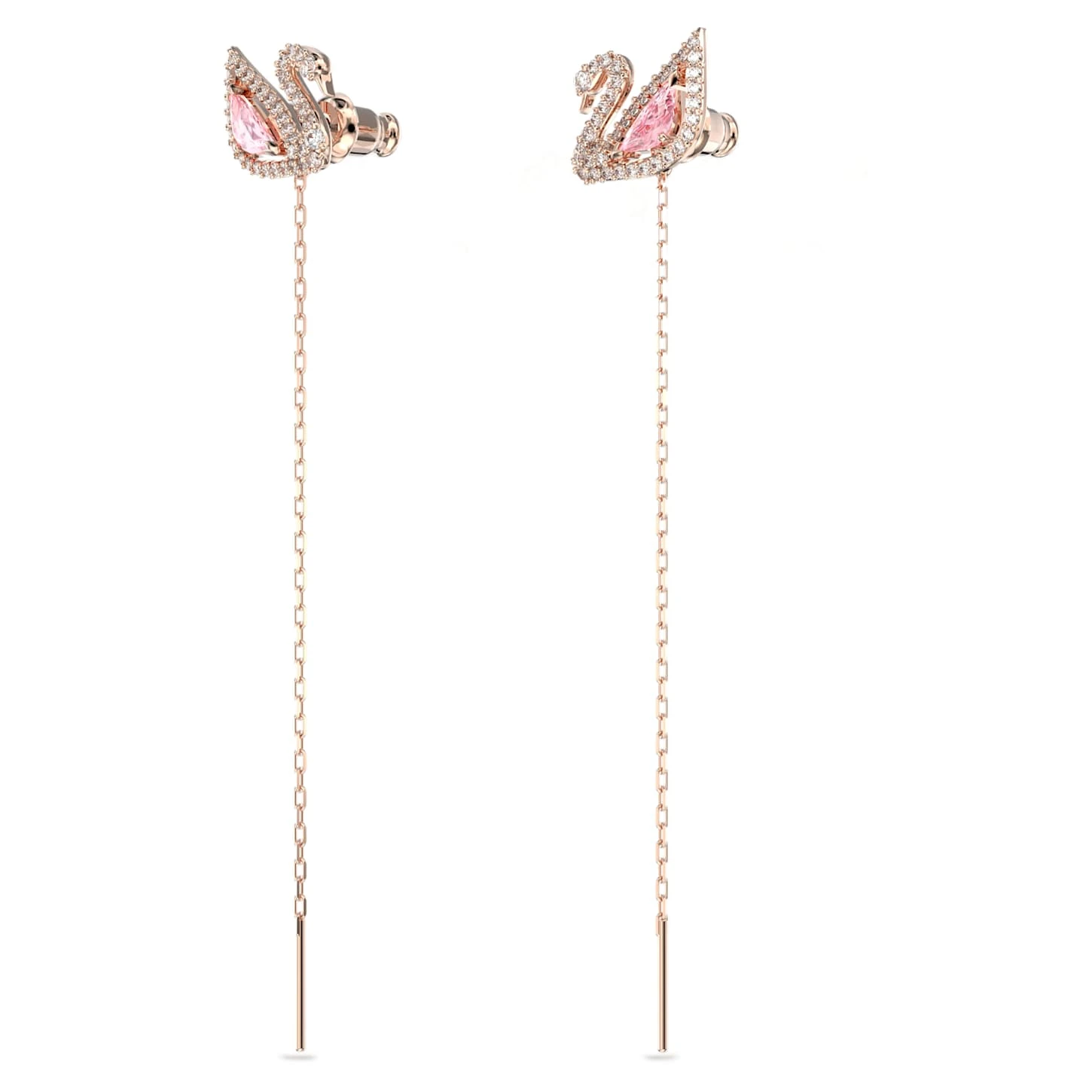 Swarovski Dazzling Swan Drop Earrings Swan, Pink, Rose Gold-tone Plated 4 Swarovski Dazzling Swan Drop Earrings Swan, Pink, Rose Gold-tone Plated - Image 4