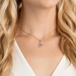 Swarovski Dazzling Swan Y Necklace Swan, Pink, Rose Gold-tone Plated