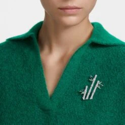 Swarovski Dellium Brooch Bamboo, Green, Rhodium Plated 9 Swarovski Dellium Brooch Bamboo, Green, Rhodium Plated -Fashion Accessories Store dellium brooch bamboo green rhodium plated swarovski 5645368 4