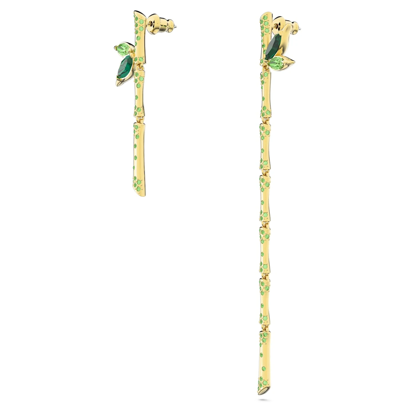 Swarovski Dellium Drop Earrings Asymmetrical Design, Bamboo, Green, Gold-tone Plated 4 Swarovski Dellium Drop Earrings Asymmetrical Design, Bamboo, Green, Gold-tone Plated - Image 4