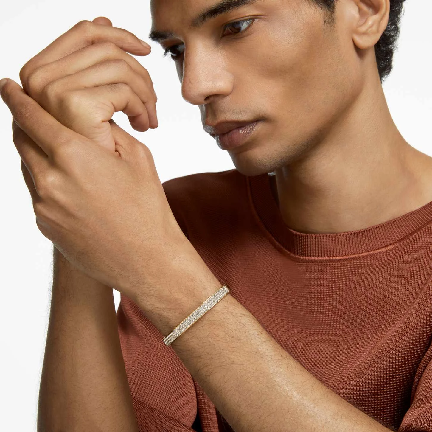 Swarovski Dextera Bangle Octagon Shape, White, Gold-tone Plated 6 Swarovski Dextera Bangle Octagon Shape, White, Gold-tone Plated - Image 6