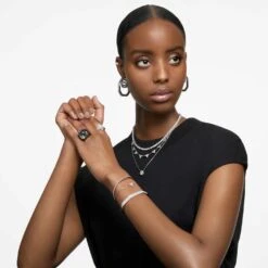 Swarovski Dextera Bangle Octagon Shape, White, Rhodium Plated -Fashion Accessories Store dextera bangle octagon shape white rhodium plated swarovski 5639200 6