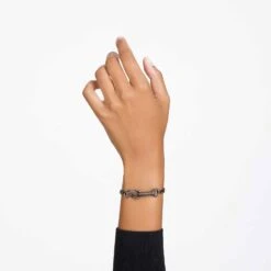 Swarovski Dextera Bracelet Pavé, Mixed Links, Black, Ruthenium Plated