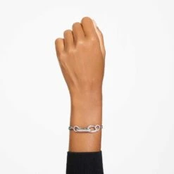 Swarovski Dextera Bracelet Pavé, Mixed Links, White, Rhodium Plated