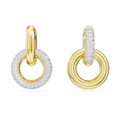 Swarovski Dextera Hoop Earrings Asymmetrical Design, Interlocking Loop, White, Gold-tone Plated -Fashion Accessories Store dextera hoop earrings asymmetrical design interlocking loop white gold tone plated swarovski 5668818 2