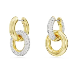 Swarovski Dextera Hoop Earrings Asymmetrical Design, Interlocking Loop, White, Gold-tone Plated -Fashion Accessories Store dextera hoop earrings asymmetrical design interlocking loop white gold tone plated swarovski 5668818 3