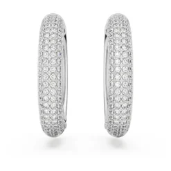 Swarovski Dextera Hoop Earrings Medium, White, Rhodium Plated -Fashion Accessories Store dextera hoop earrings medium white rhodium plated swarovski 5651392 2