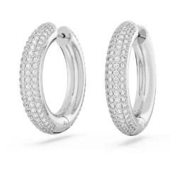 Swarovski Dextera Hoop Earrings Medium, White, Rhodium Plated -Fashion Accessories Store dextera hoop earrings medium white rhodium plated swarovski 5651392 3
