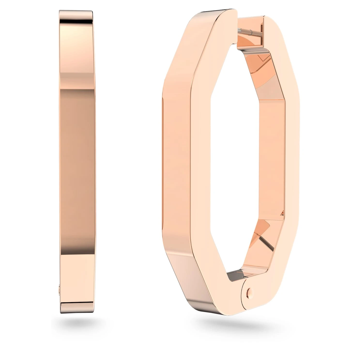 Swarovski Dextera Hoop Earrings Octagon Shape, Large, White, Rose Gold-tone Plated 3 Swarovski Dextera Hoop Earrings Octagon Shape, Large, White, Rose Gold-tone Plated - Image 3