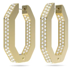 Swarovski Dextera Hoop Earrings Octagon Shape, Medium, White, Gold-tone Plated -Fashion Accessories Store dextera hoop earrings octagon shape medium white gold tone plated swarovski 5639098 2