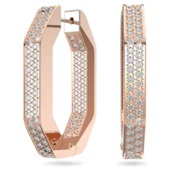 Swarovski Dextera Hoop Earrings Octagon Shape, Medium, White, Rose Gold-tone Plated -Fashion Accessories Store dextera hoop earrings octagon shape medium white rose gold tone plated swarovski 5634991 4