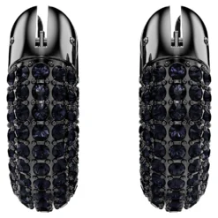Swarovski Dextera Hoop Earrings Small, Black, Ruthenium Plated -Fashion Accessories Store dextera hoop earrings small black ruthenium plated swarovski 5620222 2