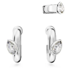 Swarovski Dextera Hoop Earrings With Ear Cuff Set (3), Pear Cut, White, Rhodium Plated -Fashion Accessories Store dextera hoop earrings with ear cuff set 28329 pear cut white rhodium plated swarovski 5671192 2