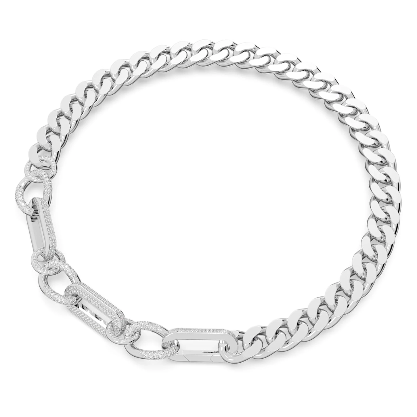 Swarovski Dextera Necklace Statement, Mixed Links, White, Rhodium Plated 3 Swarovski Dextera Necklace Statement, Mixed Links, White, Rhodium Plated - Image 3