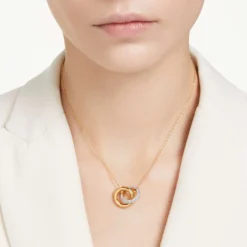 Swarovski Dextera Pendant Interlocking Loop, White, Gold-tone Plated