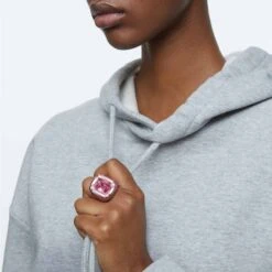 Swarovski Dulcis Cocktail Ring Cushion Cut, Pink -Fashion Accessories Store dulcis cocktail ring cushion cut pink swarovski 5601579 4