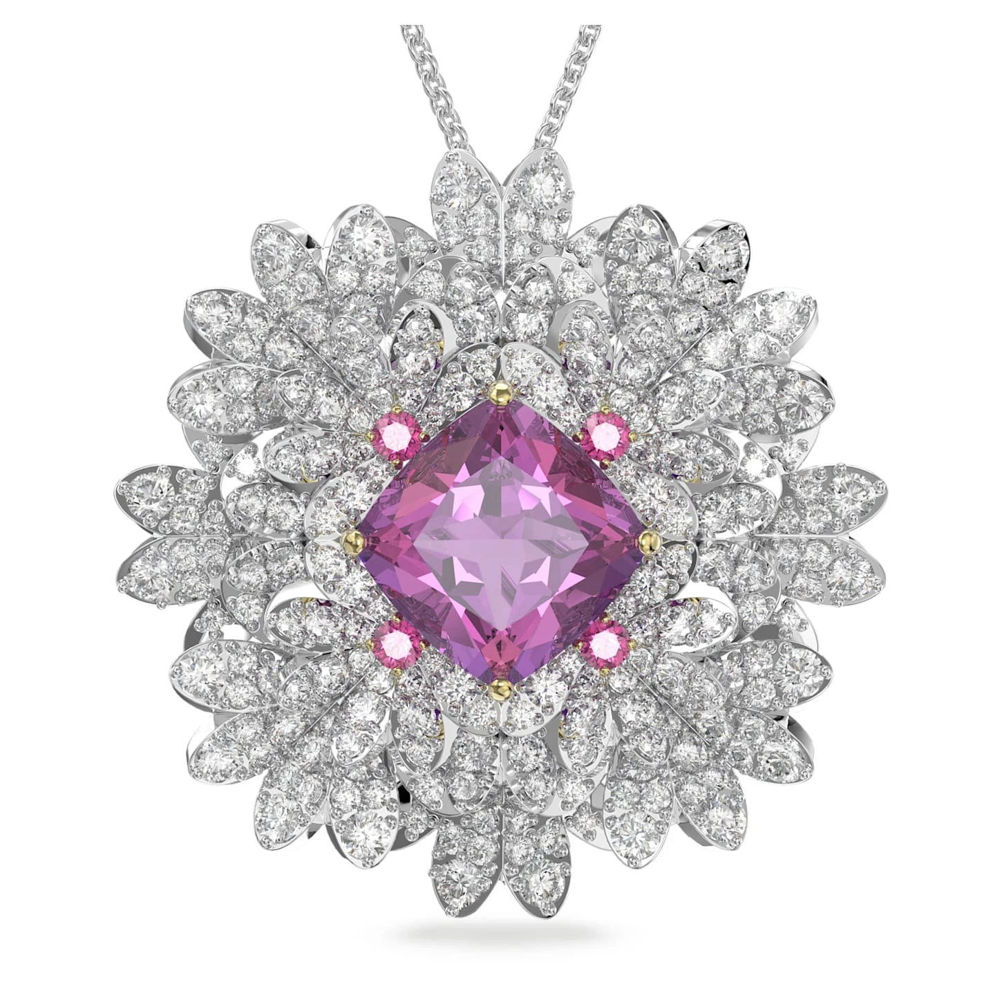 Swarovski Eternal Flower Pendant And Brooch Flower, Pink, Mixed Metal Finish 2 Swarovski Eternal Flower Pendant And Brooch Flower, Pink, Mixed Metal Finish - Image 2