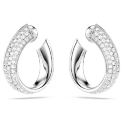 Swarovski Exist Hoop Earrings Small, White, Rhodium Plated -Fashion Accessories Store exist hoop earrings small white rhodium plated swarovski 5637563 4