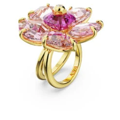 Swarovski Florere Cocktail Ring Flower, Pink, Gold-tone Plated -Fashion Accessories Store florere cocktail ring flower pink gold tone plated swarovski 5650564 2