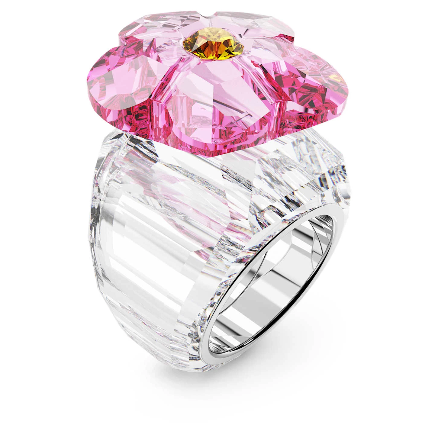Swarovski Florere Cocktail Ring Flower, Pink, Rhodium Plated 2 Swarovski Florere Cocktail Ring Flower, Pink, Rhodium Plated - Image 2