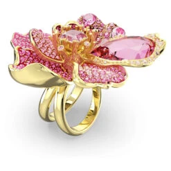 Swarovski Florere Cocktail Ring Pavé, Flower, Pink, Gold-tone Plated -Fashion Accessories Store florere cocktail ring pavC3A9 flower pink gold tone plated swarovski 5650565 2
