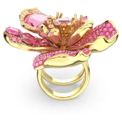 Swarovski Florere Cocktail Ring Pavé, Flower, Pink, Gold-tone Plated -Fashion Accessories Store florere cocktail ring pavC3A9 flower pink gold tone plated swarovski 5650565 4