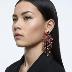 Swarovski Gema Clip Earrings Mixed Cuts, Chandelier, Extra Long, Multicolored, Gold-tone Plated -Fashion Accessories Store gema clip earrings mixed cuts chandelier extra long multicolored gold tone plated swarovski 5610754 3