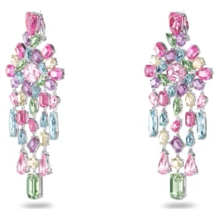 Swarovski Gema Clip Earrings Mixed Cuts, Chandelier, Extra Long, Multicolored, Rhodium Plated -Fashion Accessories Store gema clip earrings mixed cuts chandelier extra long multicolored rhodium plated swarovski 5601887 3