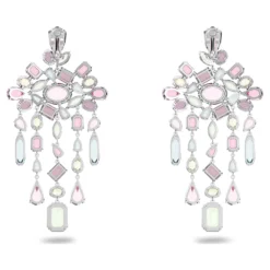 Swarovski Gema Clip Earrings Mixed Cuts, Chandelier, Extra Long, Multicolored, Rhodium Plated -Fashion Accessories Store gema clip earrings mixed cuts chandelier extra long multicolored rhodium plated swarovski 5601887 4