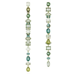Swarovski Gema Drop Earrings Asymmetrical Design, Mixed Cuts, Extra Long, Green, Gold-tone Plated -Fashion Accessories Store gema drop earrings asymmetrical design mixed cuts extra long green gold tone plated swarovski 5657390 2