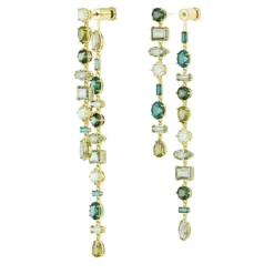 Swarovski Gema Drop Earrings Asymmetrical Design, Mixed Cuts, Extra Long, Green, Gold-tone Plated -Fashion Accessories Store gema drop earrings asymmetrical design mixed cuts extra long green gold tone plated swarovski 5657390 3