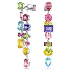Swarovski Gema Drop Earrings Asymmetrical Design, Mixed Cuts, Long, Multicolored, Rhodium Plated -Fashion Accessories Store gema drop earrings asymmetrical design mixed cuts long multicolored rhodium plated swarovski 5656417 2