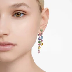 Swarovski Gema Drop Earrings Asymmetrical Design, Mixed Cuts, Long, Multicolored, Rhodium Plated -Fashion Accessories Store gema drop earrings asymmetrical design mixed cuts long multicolored rhodium plated swarovski 5656417 5