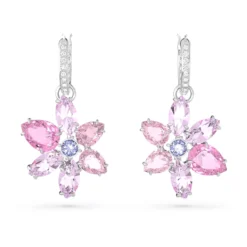 Swarovski Gema Drop Earrings Mixed Cuts, Flower, Pink, Rhodium Plated -Fashion Accessories Store gema drop earrings mixed cuts flower pink rhodium plated swarovski 5658397 2