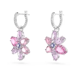 Swarovski Gema Drop Earrings Mixed Cuts, Flower, Pink, Rhodium Plated -Fashion Accessories Store gema drop earrings mixed cuts flower pink rhodium plated swarovski 5658397 3