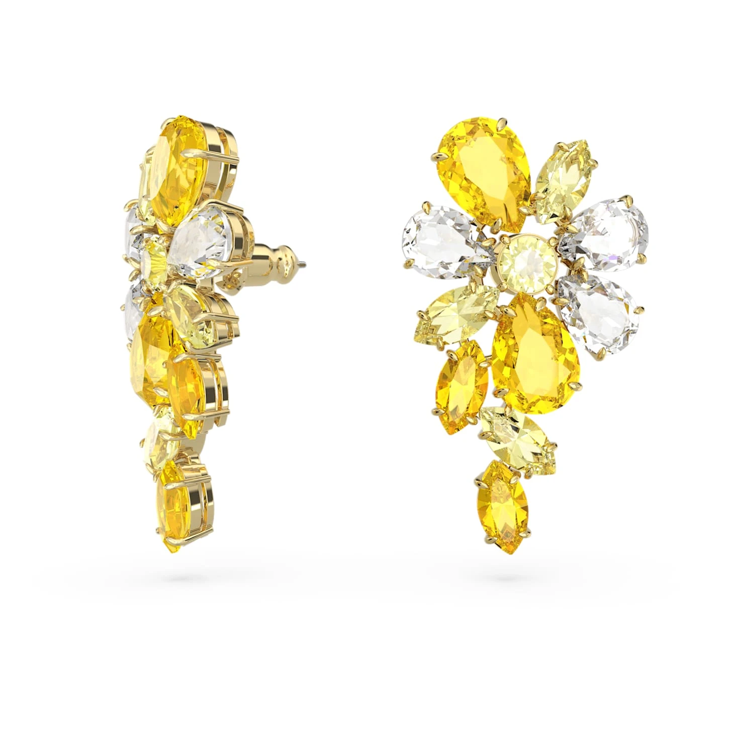 Swarovski Gema Drop Earrings Mixed Cuts, Flower, Yellow, Gold-tone Plated 3 Swarovski Gema Drop Earrings Mixed Cuts, Flower, Yellow, Gold-tone Plated - Image 3