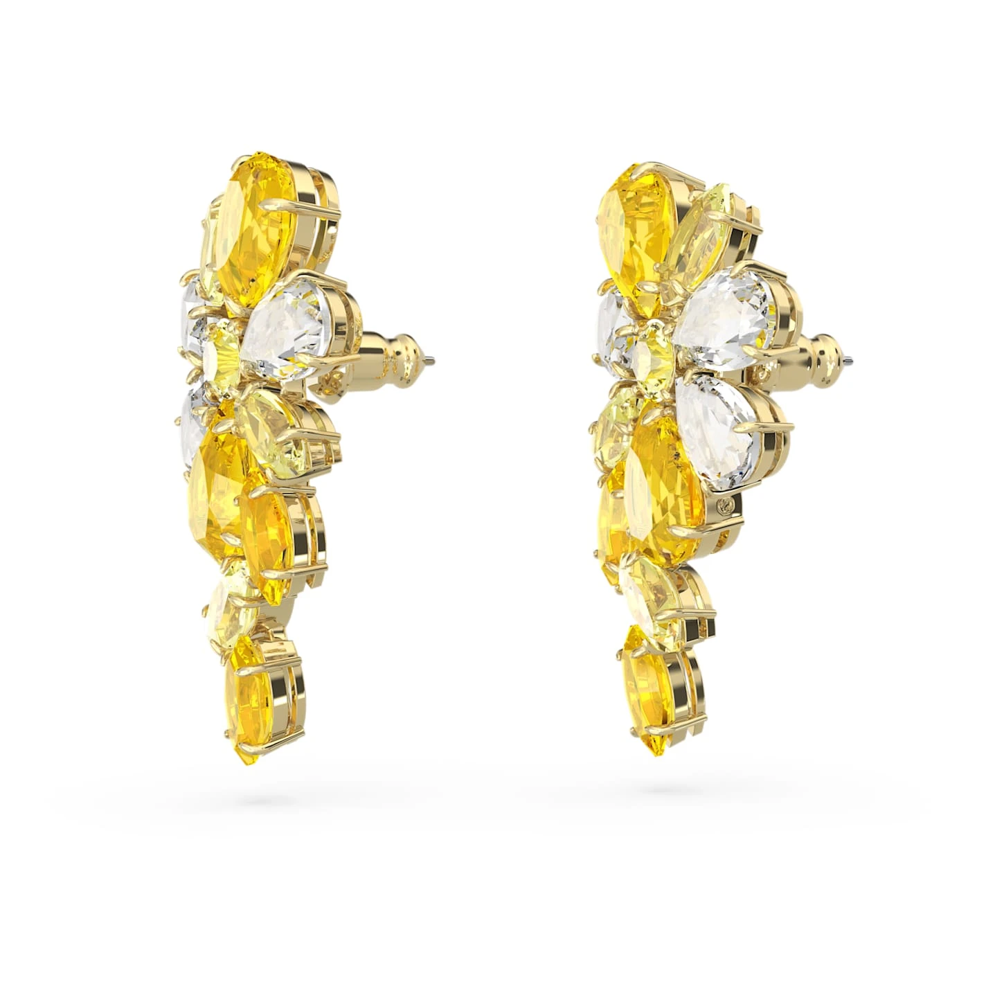 Swarovski Gema Drop Earrings Mixed Cuts, Flower, Yellow, Gold-tone Plated 4 Swarovski Gema Drop Earrings Mixed Cuts, Flower, Yellow, Gold-tone Plated - Image 4