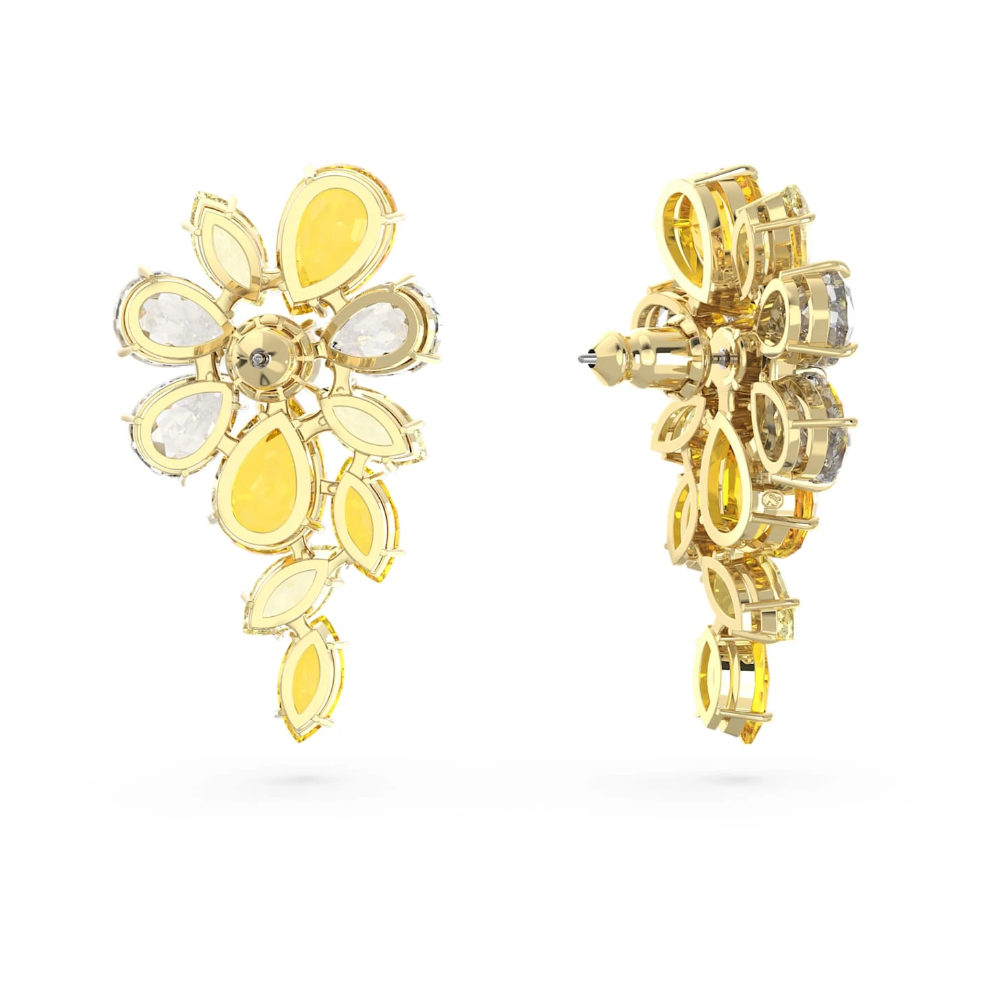 Swarovski Gema Drop Earrings Mixed Cuts, Flower, Yellow, Gold-tone Plated 5 Swarovski Gema Drop Earrings Mixed Cuts, Flower, Yellow, Gold-tone Plated - Image 5