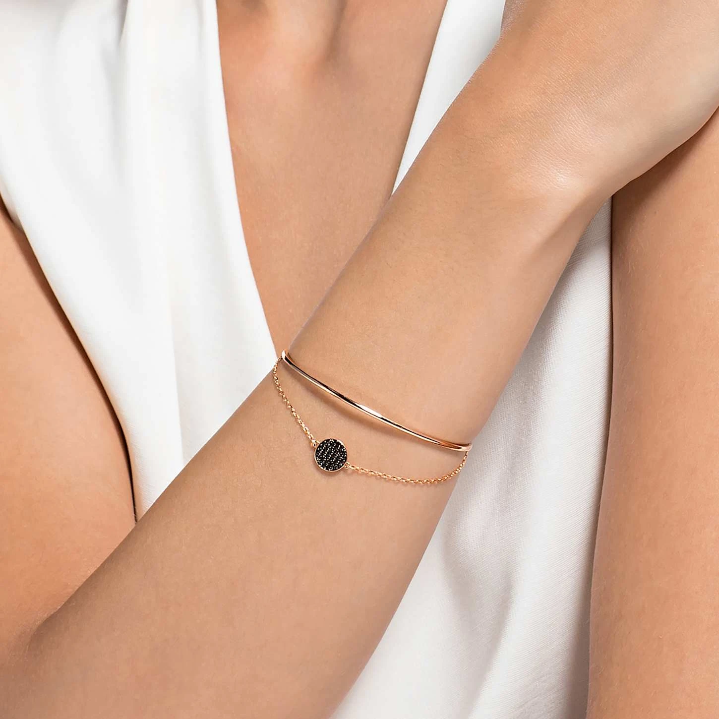 Swarovski Ginger Bangle Gray, Rose Gold-tone Plated 1 Swarovski Ginger Bangle Gray, Rose Gold-tone Plated