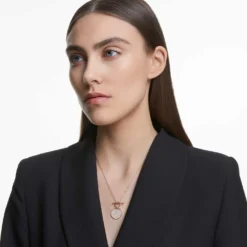 Swarovski Ginger T Bar Necklace White, Rose Gold-tone Plated